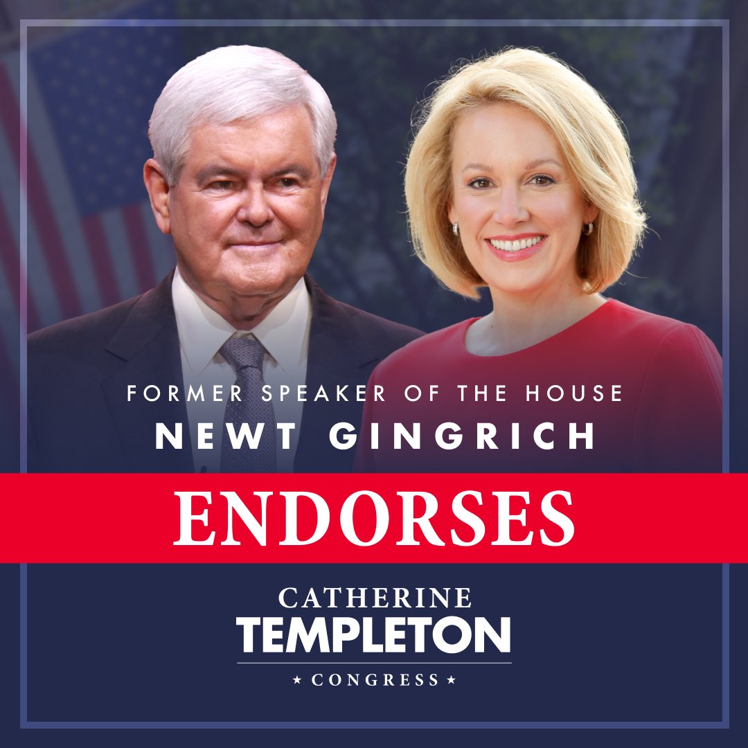 🚨 I’m honored to have the endorsement of Speaker @NewtGingrich!  'Catherine has a conservative record that is serious and consistent. Catherine will make you proud because she's tough on securing the border, she's pro-life and pro-gun, and she's actually done something -…
