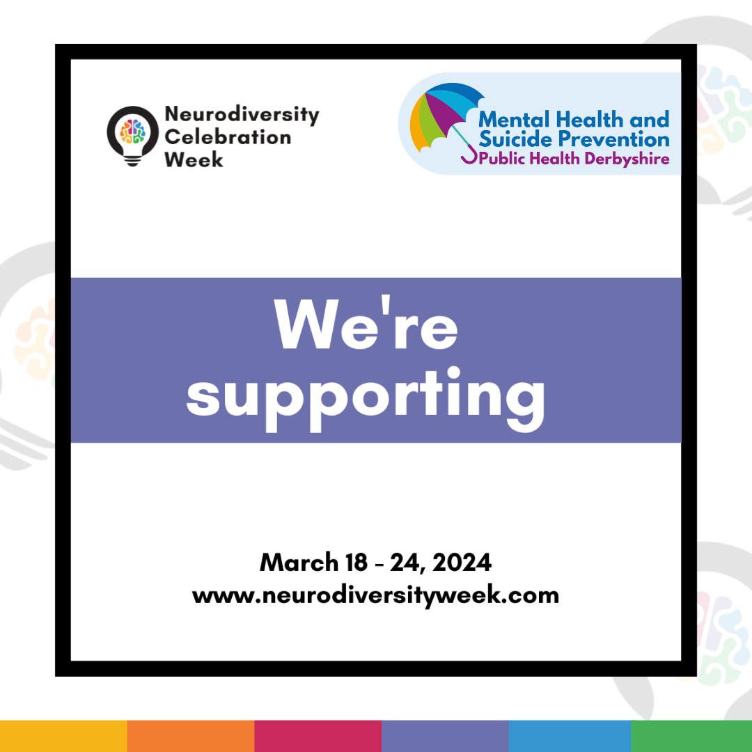 We look forward to supporting  Neurodiversity Celebration Week 2024 18th - 24th March.

We will also have a toolkit of resources you can use to support us in our growing Neurodiversity Toolkit - bit.ly/DerbyshireNDTo…

@NCWeek #NeurodiversityWeek #NCW #ThisIsND