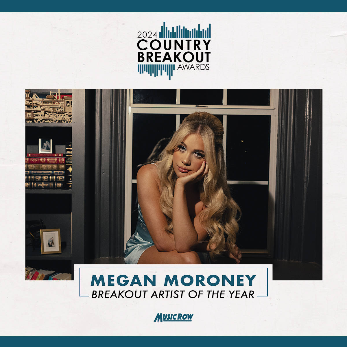 .@_megmoroney is 2024’s Breakout Artist of the Year at the #CountryBreakoutAwards! With “Tennessee Orange” and “I’m Not Pretty,” Moroney earned more spins on the MusicRow CountryBreakout Radio Chart than any other debut artist in 2023.