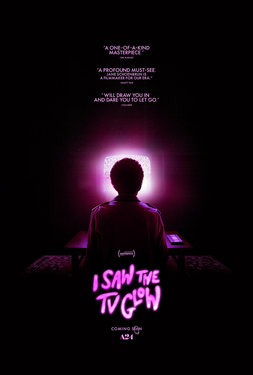 A24's tweet photo. Jane Schoenbrun’s I Saw the TV Glow. Trailer tomorrow. https://t.co/3dHeUSg7Ht