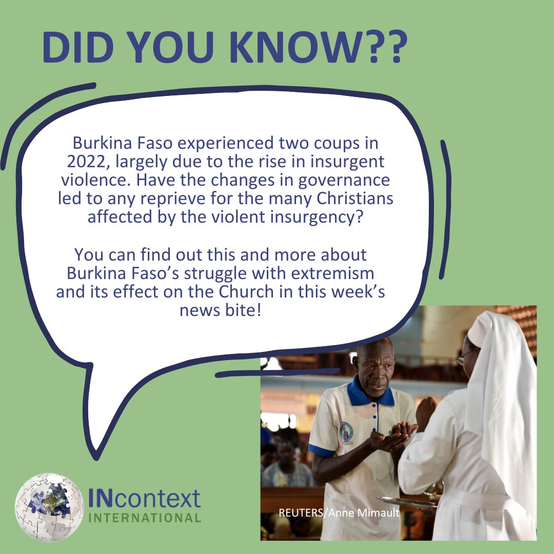 In this week's news bite we cover the ongoing insurgency in Burkina Faso. Find out how the Church is responding, what the prayer needs are, and more by reading this week's story!
#INcontextInternational #burkinafaso #newsbite #news #prayforburkinafaso #newsbite #prayintothenews