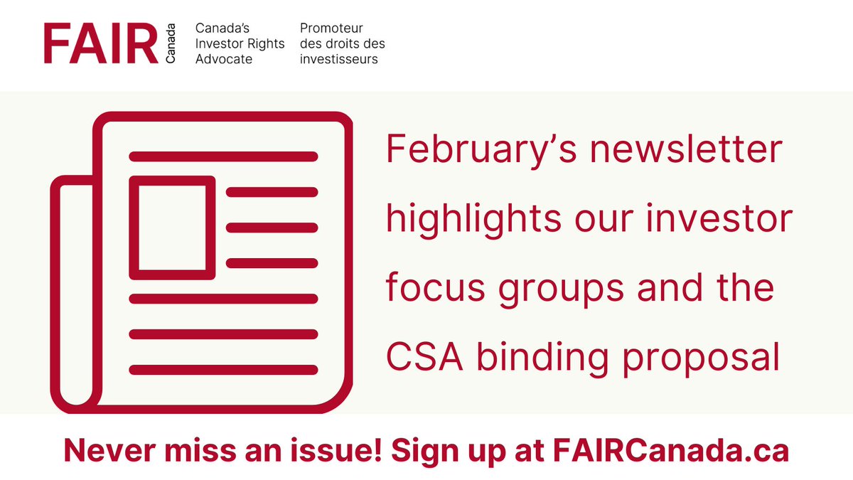 Check out our latest February newsletter! We feature insightful research on our Focus Groups with regular Canadian investors sharing their perspectives on investing. Read it here:
myemail.constantcontact.com/Expanding-FAIR…