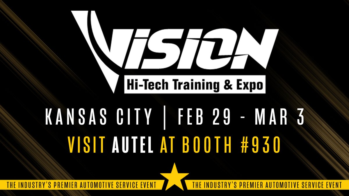 AutelTools's tweet photo. Stop by Booth #930 at the Vision Hi-Tech Training &amp; Expo Feb 29th - March 3rd to see our latest diagnostics and service solutions.

To Learn More, Visit: https://t.co/rzyZ1UxNzi

#autel #auteltools #vision #visionkc https://t.co/A1f5f9nU7a