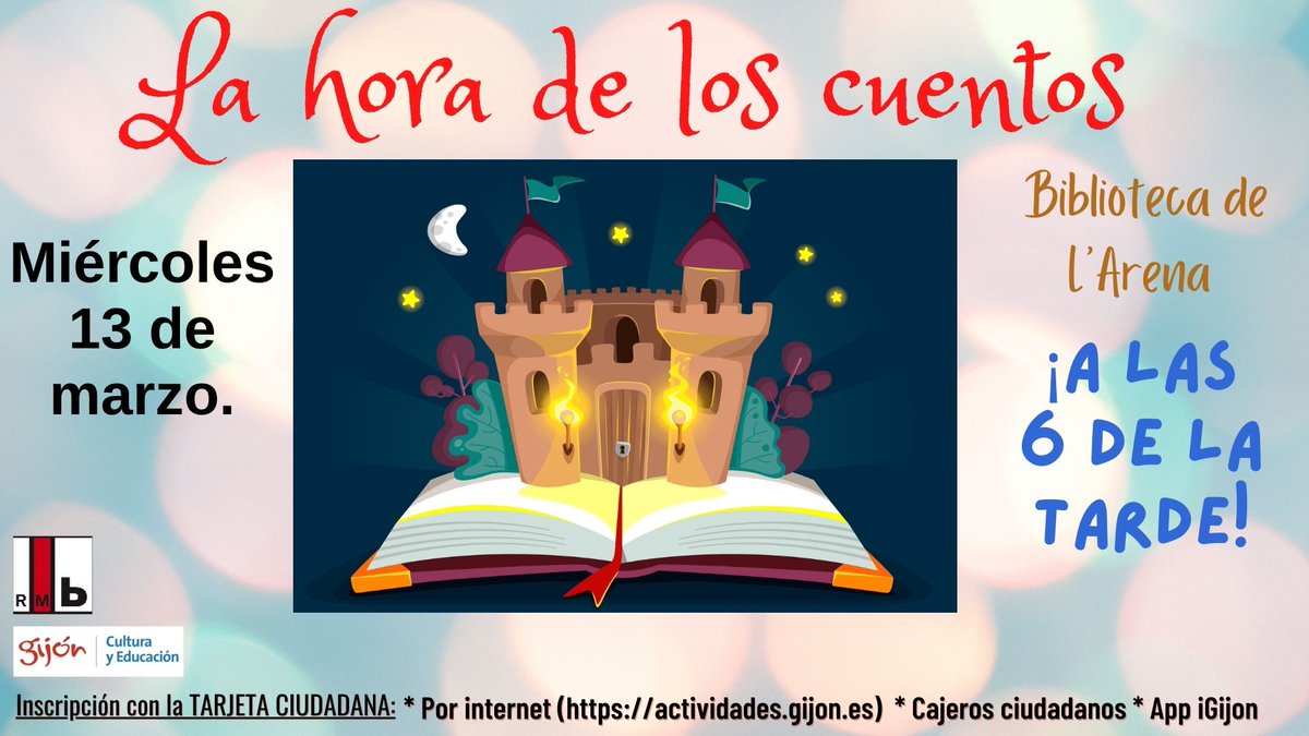 El #Miercoles #13marzo, #LaHoraDeLosCuentos 📖en la #biblioteca #pachindemelas de #gijon  . #Lectura en compañía, para niñas y niños de 4 a 7 años
@RMBGijonXixon @Culturagijon #lectura #bibliotecasdegijon #actividadeseducativas #actividadesinfantiles🧙‍♀️🦹🐭🪻🌟🪁📜