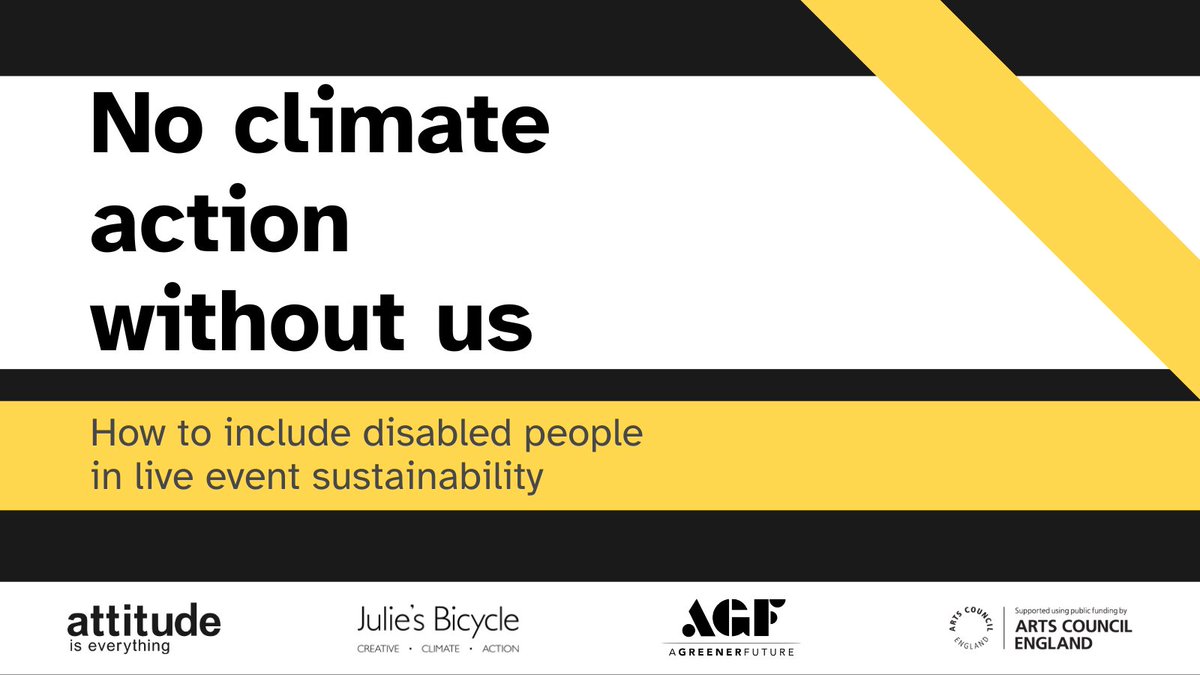 JuliesBicycle's tweet photo. Today at #GEI16 we launched a new toolkit with @attitudetweets &amp; @agreenerfuture_ called No Climate Action Without Us. The resource focuses on how to make disabled people’s access to live events environmentally sustainable.

Read more >> https://t.co/YbhoYethuQ https://t.co/e4Dna82Z2W