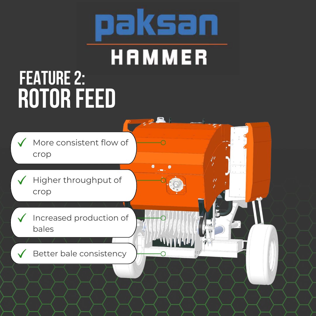 Part 2 of our Paksan Feature Highlights is here!

In our second feature highlight, discover the Paksan Hammer's use of a rotor feed system instead of traditional feeding forks, increasing baling efficiency.

#PaksanHammer #ConventionalBaler #Farming #BalingInnovation #FarmLife