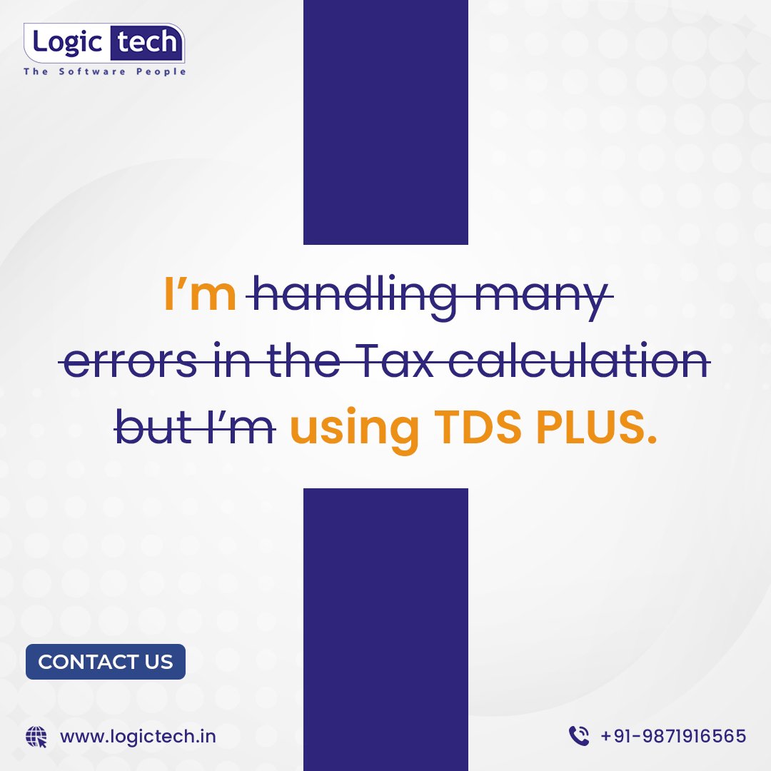 LogictechSol's tweet image. TDS Plus: Your ultimate tax calculation companion! 📊
Streamline your tax calculations effortlessly with #TDSPlus – the smart choice for accurate and efficient TDS calculations.
Maximize precision, minimize hassle! 💼💳
#TaxCalculation #LogictechSolutions #AccountingSolutions