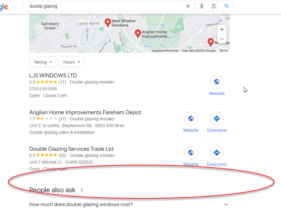 GrowLocalBizUK's tweet photo. Looks like there has been a change to the local map pack. No option at the bottom to see more. Forcing the use of maps? Temporary or permanent?  Do you know? @sejournal https://t.co/Vrwl26gqzk