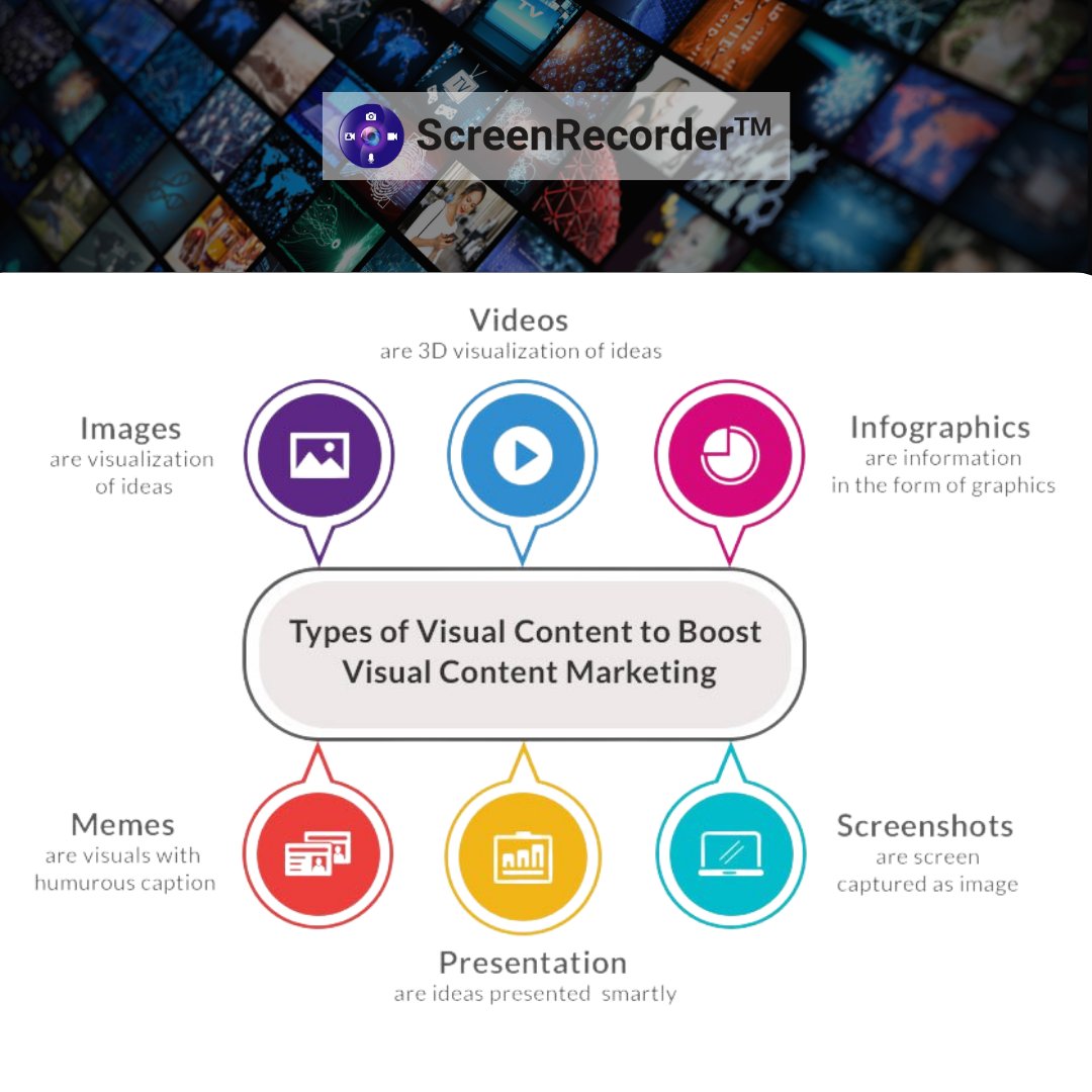 AppScreenRecord's tweet photo. 6 types of visual content to boost your marketing [infographic] Which one do you use the most? #visualcontent #contentmarketing #infographic #screenrecorder https://t.co/0rx8XjgjYh