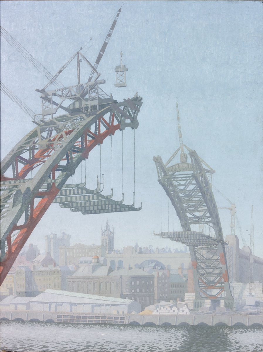 INFO - Major works on the Tyne Bridge will begin on 2 April. Traffic will be reduced to one lane in both directions. Plan ahead at bit.ly/3P0xei5 Image: Edward Dickey, The Building of the Tyne Bridge (1928), @LaingArtGallery collection, on display @10DowningStreet