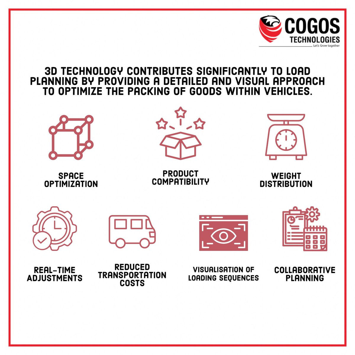 cogostech's tweet photo. By leveraging 3D technology in load planning, FMCG logistics can achieve higher efficiency, reduce operational costs, and enhance the overall effectiveness of the transportation process.

#ThinkLogisticsThinkCOGOS #techlogistics #startup #EfficiencyInFMCG #3DModeling #india https://t.co/CHrHIUaeQG