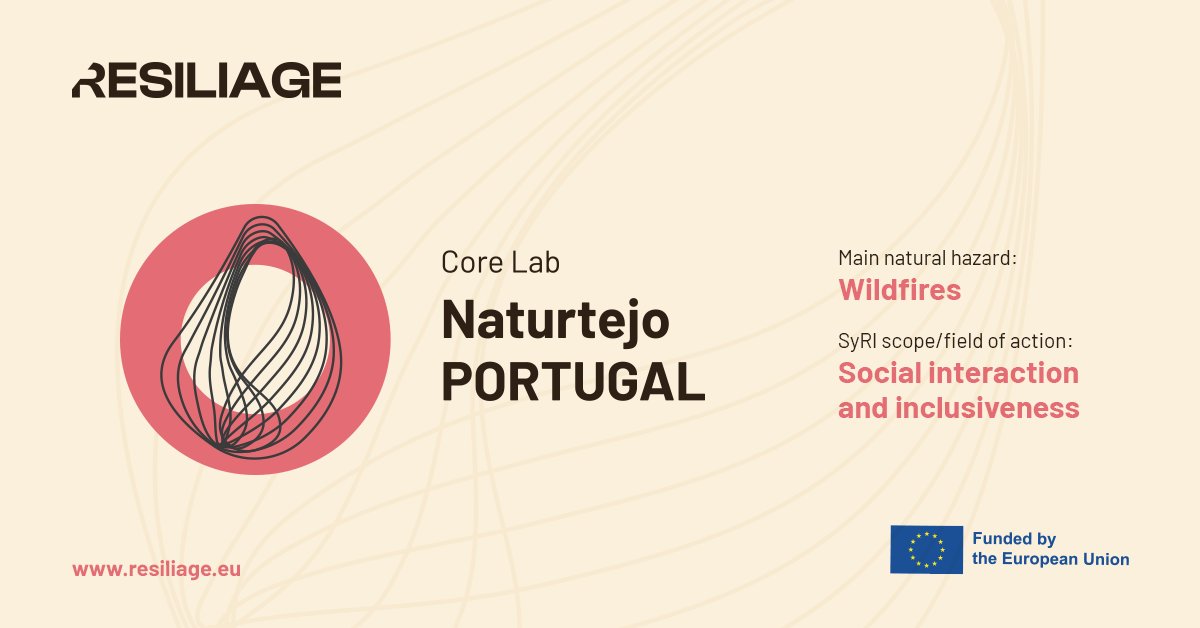 ResiliageEU's tweet image. Meet our 3rd #CORELab!
We introduce you #Naturtejo 🇵🇹!  The main natural hazard are #wildfires. Our goal is to foster community bonds &amp;amp; inclusivity through activities &amp;amp; spaces for social/cultural exchange. Let&apos;s focus on including all groups in #DisasterRisk Management phases! 👫