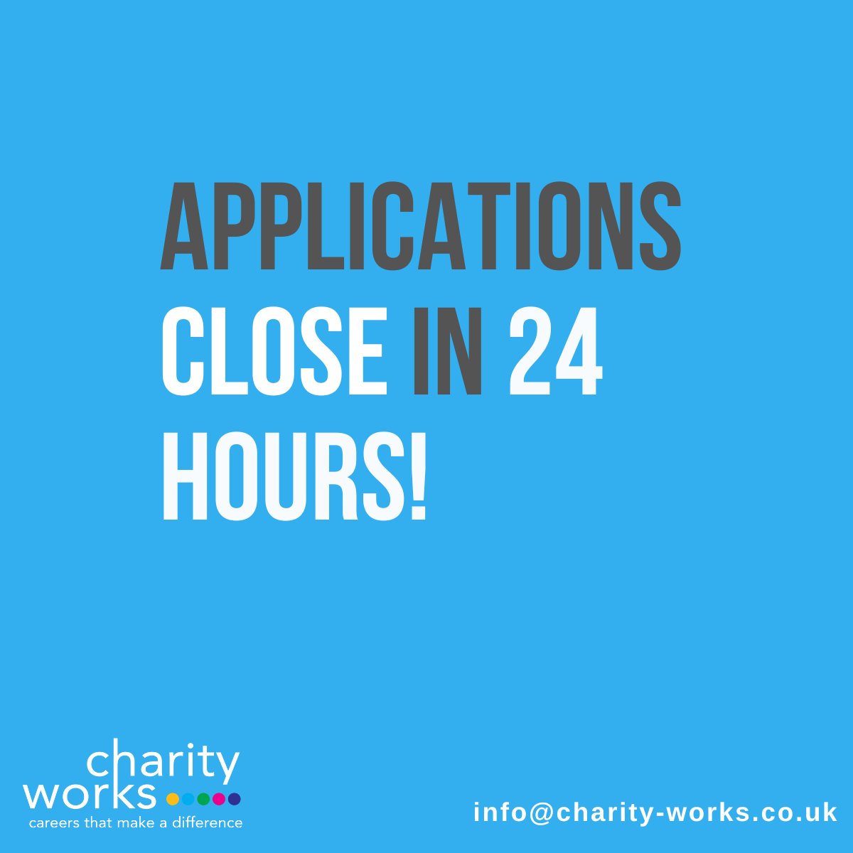 This is your last chance to apply for this year's Charityworks programme. The application process is only 4 questions and takes less than an hour! Apply here: eu1.hubs.ly/H07P4cj0