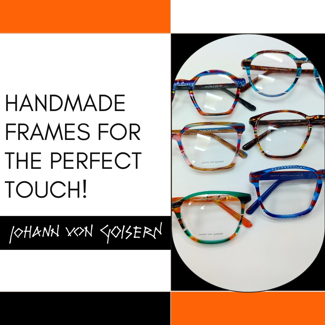 Looking for something unique and stylish? Check out these handmade frames from our Johann von Goisern  collection. 😍 These frames are made from high-quality cotton acetate, with beautiful colours and styles, in lightweight and comfortable designs. #JVG #Worksop #johannvongoisern