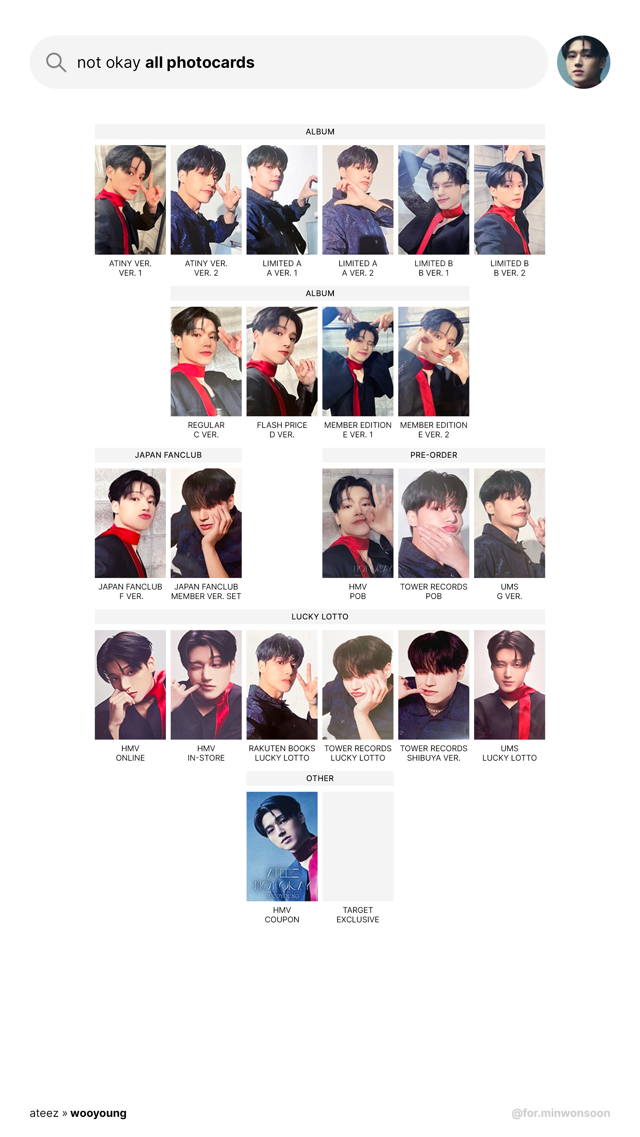 ATEEZ JAPAN NOT OKAY Album + POB Photocard ATINY SOLO JPFC