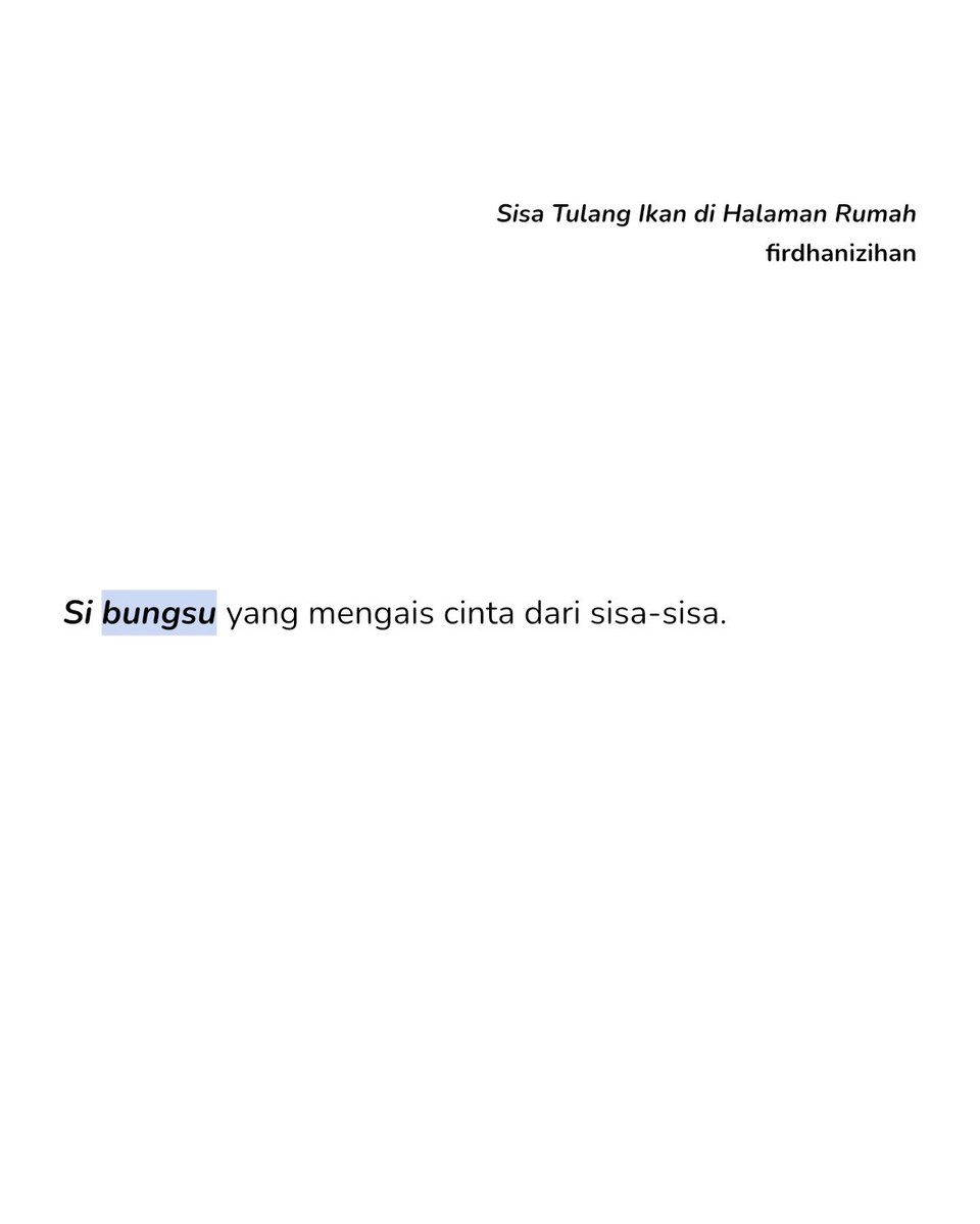 literarybase's tweet photo. karya

si bungsu yang mengais cinta dari sisa-sisa.
https://t.co/7mpyImXtVv