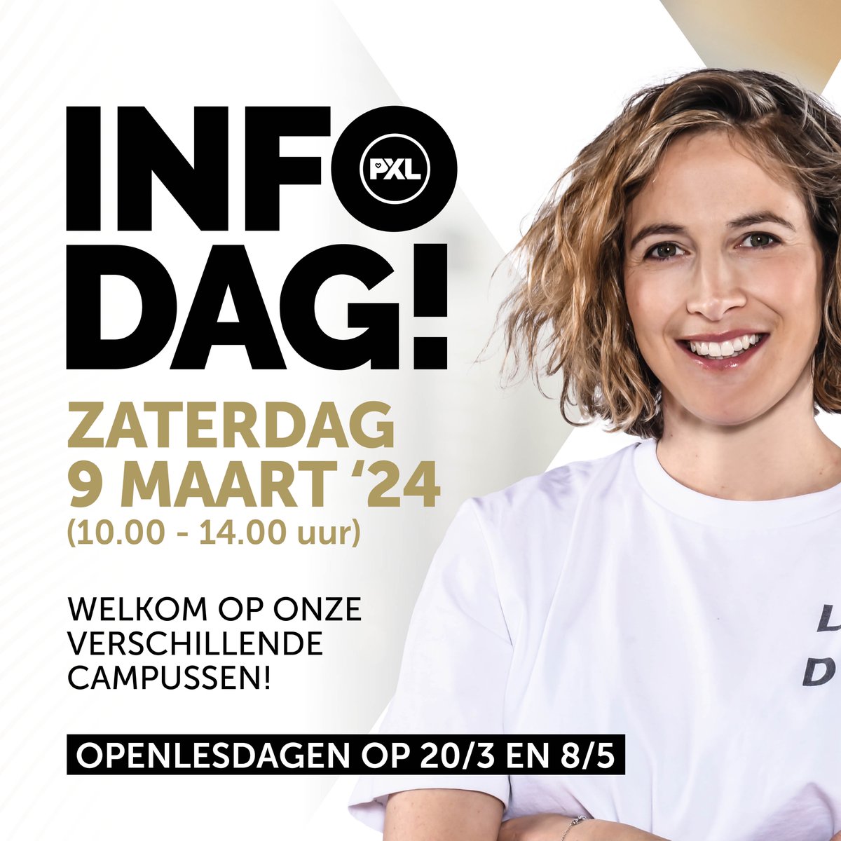 "Is je zoon of dochter nog onzeker over de studiekeuze? Of is het zelfs nog één groot raadsel? Meld je aan voor onze gratis infodag en ontvang deskundig studieadvies op maat van onze experts. Schrijf je in via pxl.be/infodagen #lifeatpxl #hogeschoolpxl #studiekeuze