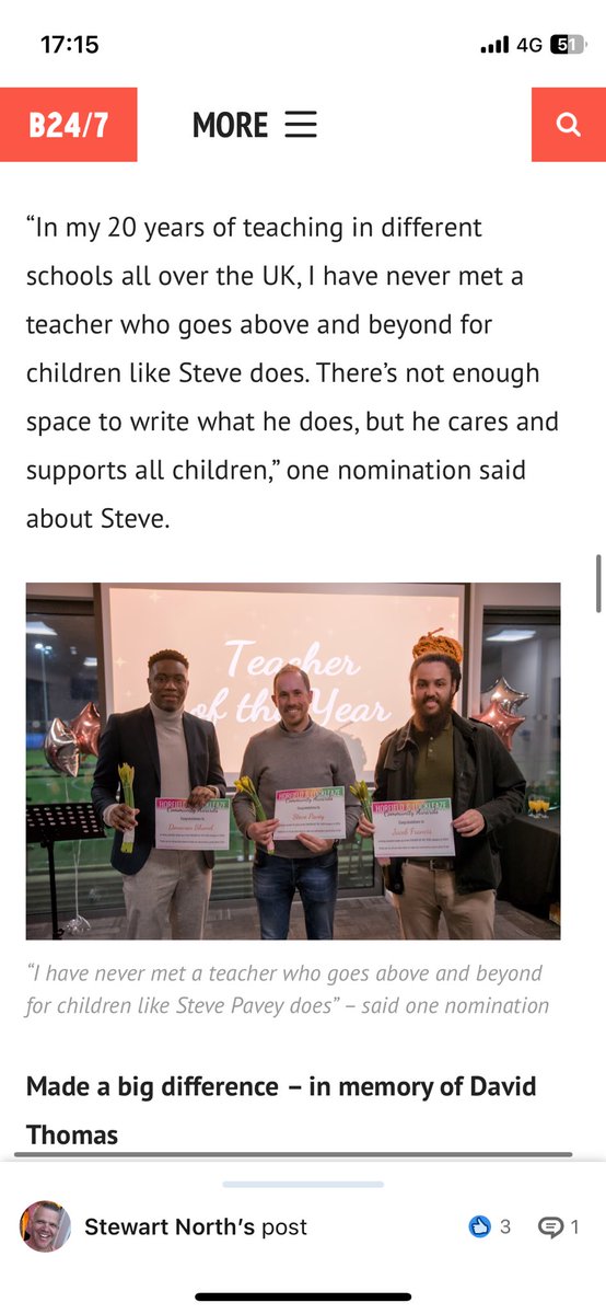 A lovely article on B24/7 about the Horfield and Lockleaze Awards. 
#TeacheroftheYear2024