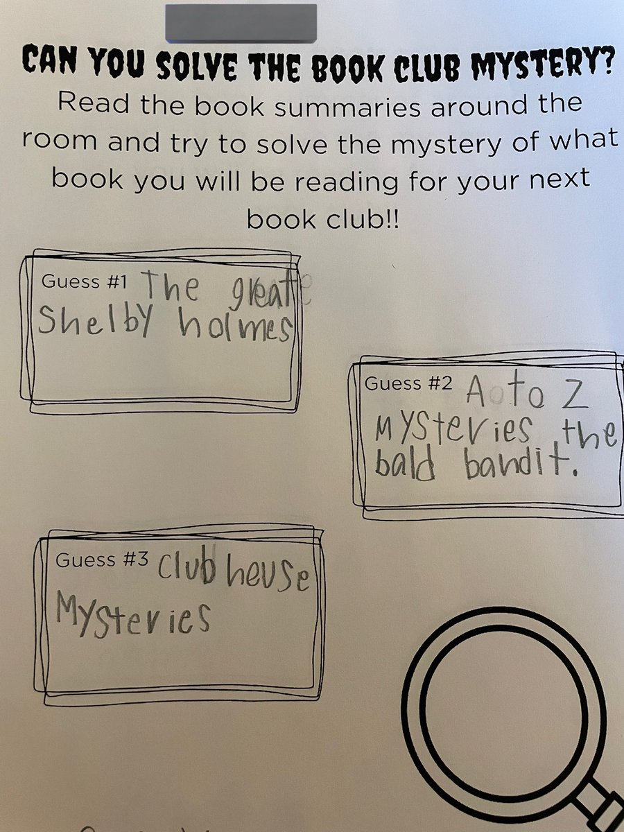 Ally Becker (@mrsallybecker) on Twitter photo Yesterday, our class solved the mystery of what book they’ll be reading for book club! We are so excited to start these new books today. <a href="/LitROCK_taylor/">Stacey Taylor</a> #bookclub 📚❓🔍 Yesterday, our class solved the mystery of what book they’ll be reading for book club! We are so excited to start these new books today. <a href="/LitROCK_taylor/">Stacey Taylor</a> #bookclub 📚❓🔍