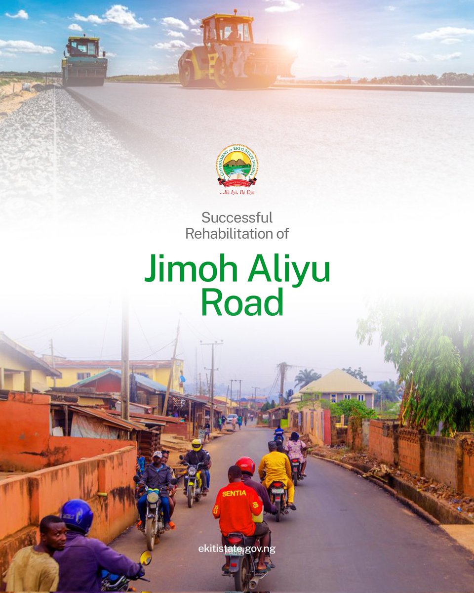 UPDATE: Ekiti State Government has successfully completed the rehabilitation of Jimoh Aliyu Road. #BAOGovernance #SharedProsperity #KeepingEkitiWorking