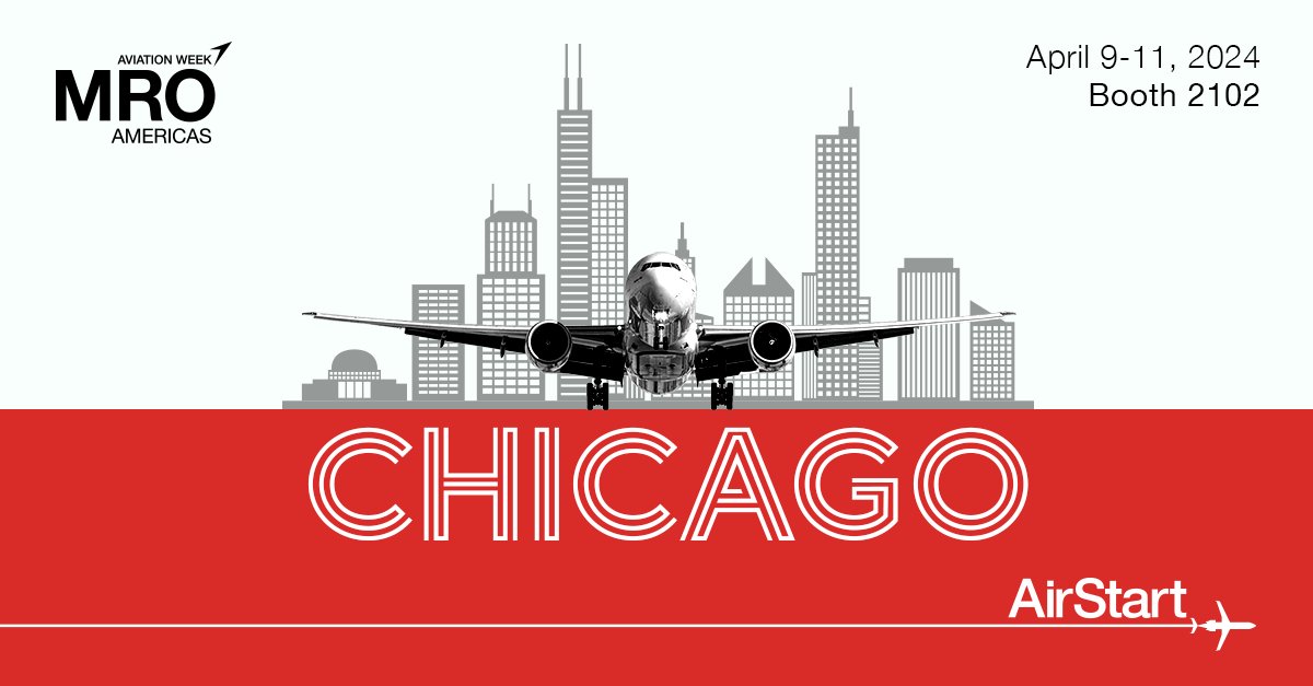 Heading to the Windy City for MRO Americas? Let’s shoot the breeze! Email sales@airstart.com or swing by booth 2102 to chat with our team. #MROAmericas #MROAM #MROAmericas2024 #AviationWeek #BestManaged