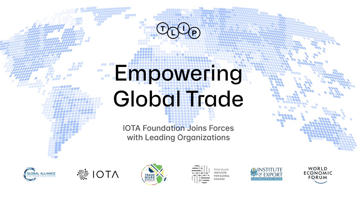 📣 IOTA, alongside leaders @TradeMarkAfrica @wef @InstituteGC @IoExport @GATFnews, formalizes @TLIP_io today with a collaboration agreement. 👉 Read how we're digitizing & tokenizing #GlobalTrade on #IOTA, making it seamless & transparent for all 🔗blog.iota.org/empowering-glo…