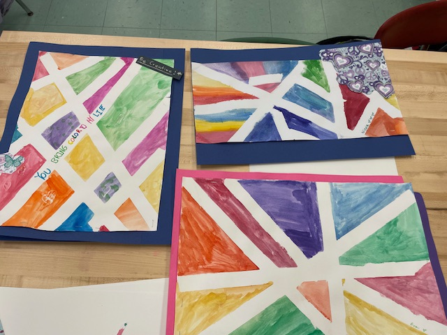 vedder_g's tweet photo. Students in the MGV Painting Club created beautiful colorful tape paintings under the direction of Mrs. Gregorek. https://t.co/dG9v5fDlpM