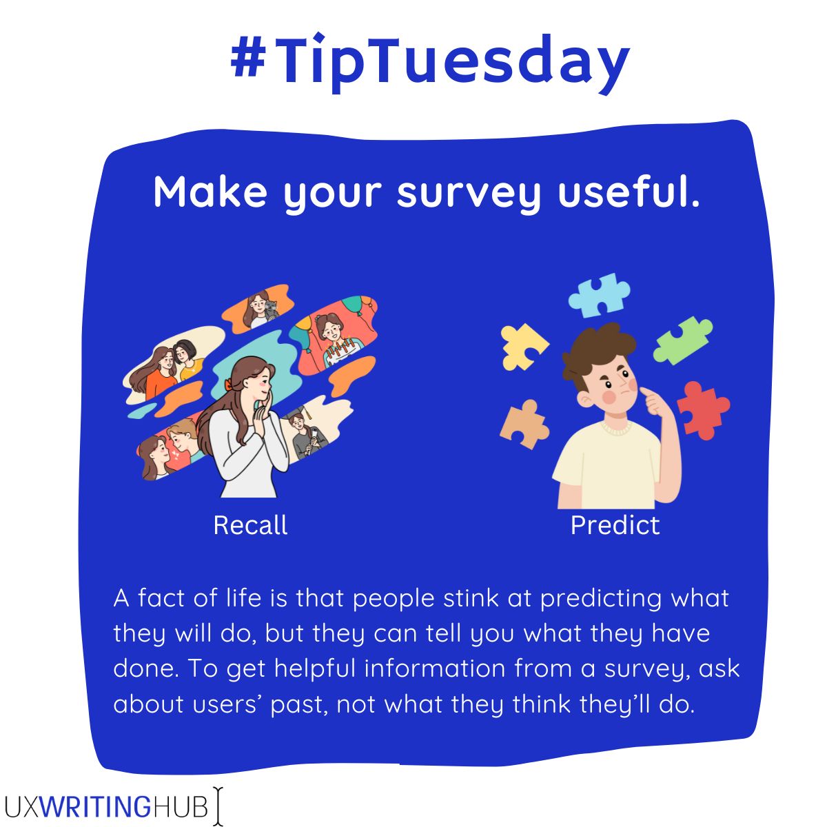When done properly, surveys can yield incredible insights and be used to significantly inform our UX writing decisions. There are, of course, lots of potential pitfalls in the process of creating and administering a survey. 

#ProductWriting #UXTips #UX #UXWriting #ContentDesign