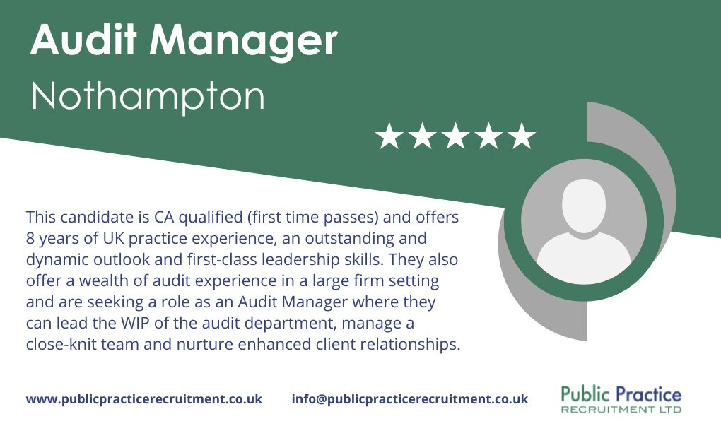 Public_PRLTD's tweet image. Contact us today to be amongst the first to see their progressive CV!

info@publicpracticerecruitment.co.uk

#auditmanager #audit