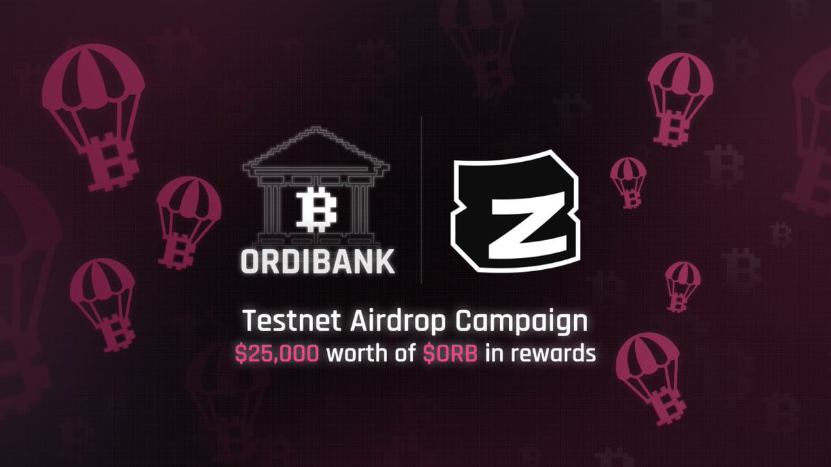Ordibank's Testnet Airdrop Campaign is LIVE on <a href="/zealy_io/">Zealy</a> 🏛️

We are distributing $25,000 worth of $ORB as a prize pool split between the Top 1,000 participants 🟠

1️⃣ Start with social tasks: zealy.io/cw/ordibank/in…
2️⃣ Like &amp; RT + Tag friends below 👇

Testnet release coming 👀