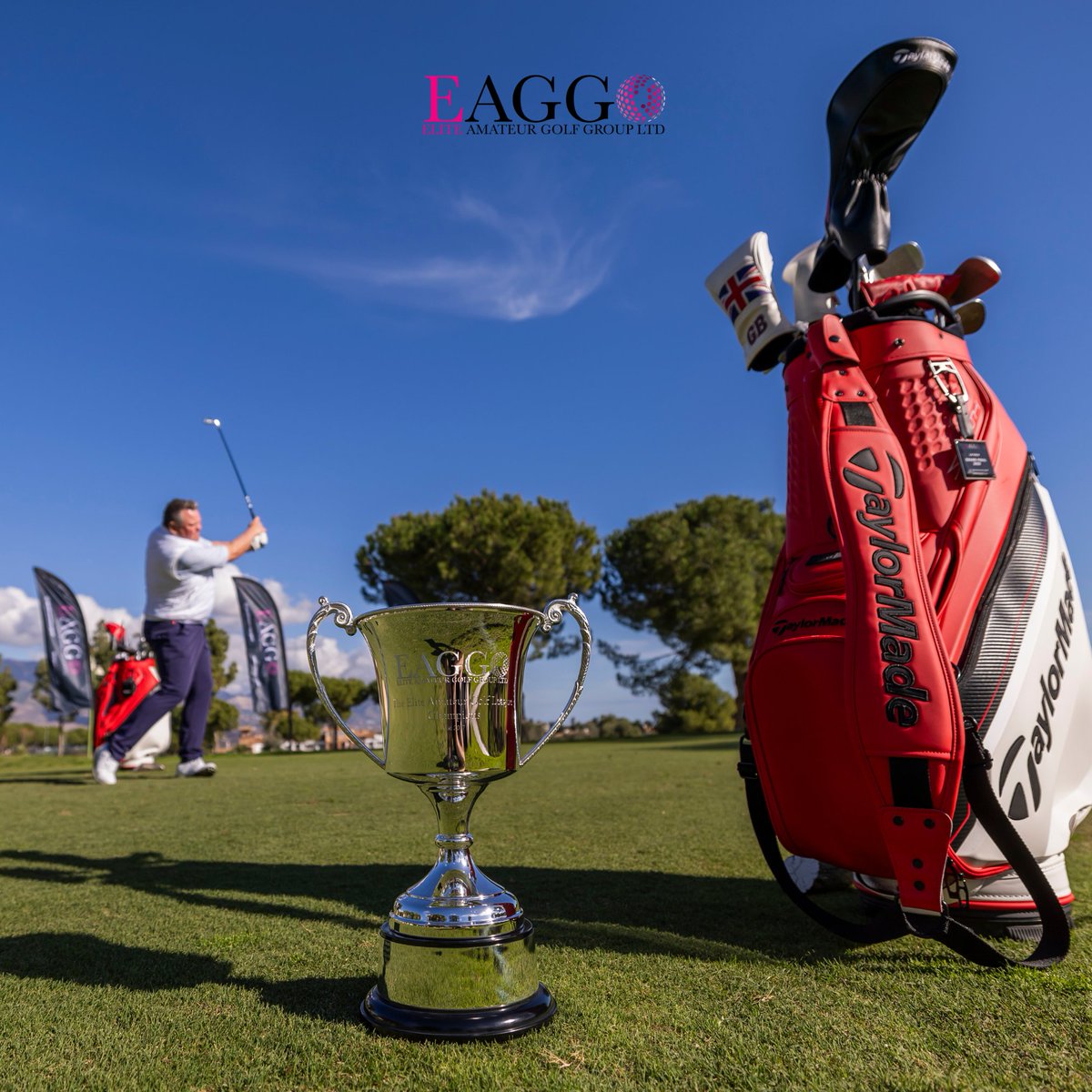 Bright blue skies, rolling greens and a trophy just within your grasp... what could be better? Look forward to September 2024 and this could be YOU if you sign up for the 2024 EAGG tournaments NOW! 🏆 - eagg.co.uk #EAGG2024 #eliteamateurgolf #scratchgolf