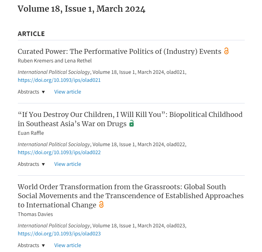INTPOLITSOCIO's tweet photo. 🌻Spring has come!

IPS 18(1) has 9 fascinating articles covering:
1⃣Performative politics
2⃣Biopolitics 
3⃣Grassroot politics
4⃣Body politic
5⃣Terrorism politics 
6⃣Civilizational politics 
7⃣Migration politics 
8⃣Advocacy politics 
9⃣Development politics
https://t.co/r9DJsDh226 https://t.co/jQZ8qWOoEE