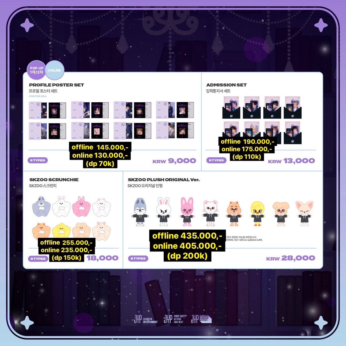 ✨ PO Stray Kids SKZ’S MAGIC SCHOOL Fanmeeting, SKZOO Pop-Up &amp; Cafe MD ✨

Detail harga &amp; DP cek di gambar (lanjut on thread)

OFFLINE
• WAJIB KONFIRMASI TAKE SLOT melalui DM sebelum mengisi form, karena terdapat limit pembelian masing-masing item
• Close 19 Maret 22.00 WIB