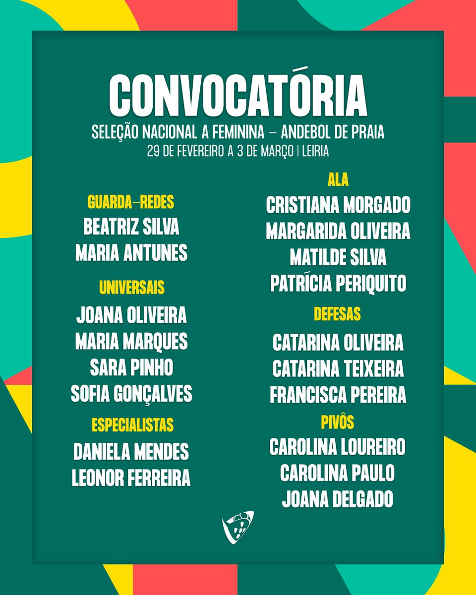 🇵🇹 𝗔𝗻𝗱𝗲𝗯𝗼𝗹 𝗱𝗲 𝗣𝗿𝗮𝗶𝗮: Agustín Collado Rodríguez convocou ❶❽ atletas para quatro dias de trabalho em areias leirienses 🔜

🗓️ 29/02 a 03/03
📍 Leiria

🔗 tinyurl.com/2xwu4p5w

#andeboldepraia #andebolportugal #tugasnareia