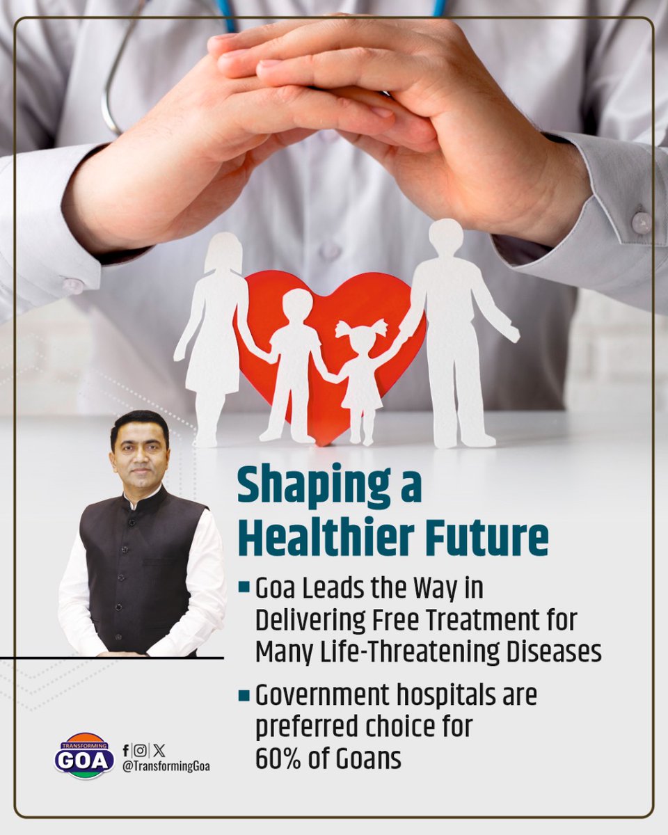 Goa Leads the Way in Delivering Free Treatment for Many Life-Threatening Diseases

#goa #GoaGovernment #TransformingGoa #facebookpost #bjym #bjymgoa #GoaHealthcare #FreeTreatment #PublicHealth #HealthForAll #LifeThreateningDiseases #GovernmentHospitals #HealthcareAccess