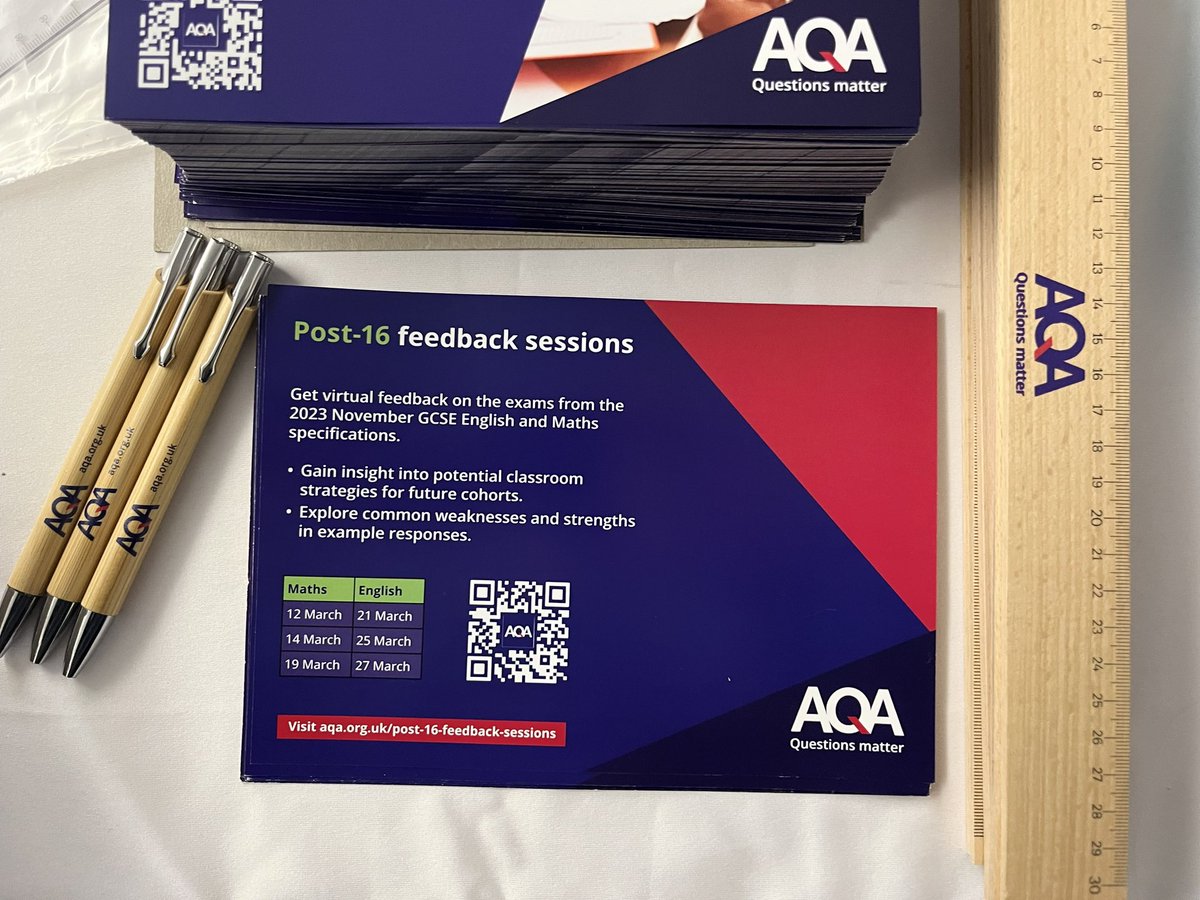 New for 2024! Discover our Post-16 feedback sessions for GCSE English Language. 

Visit aqa.org.uk/post-16-feedba… to find out more, or if you’re at the AoC English and Maths Conference and Exhibition today, discover more at our stand. 

@AoC_info #CollegesWeek2024 #Post16