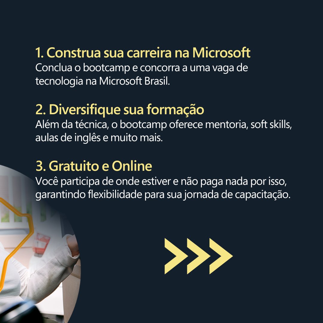 SoulCodeAcademy's tweet image. Oportunidade para pessoas com deficiência: participe gratuitamente do nosso Bootcamp de Inclusão Digital!  Este programa faz parte da iniciativa @MicrosoftBr Conecta+. 🚀💙

Inscreva-se e transforme seu futuro: acesse o link: soulcode.com/bootcampinclus… e se inscreva até 04/03!