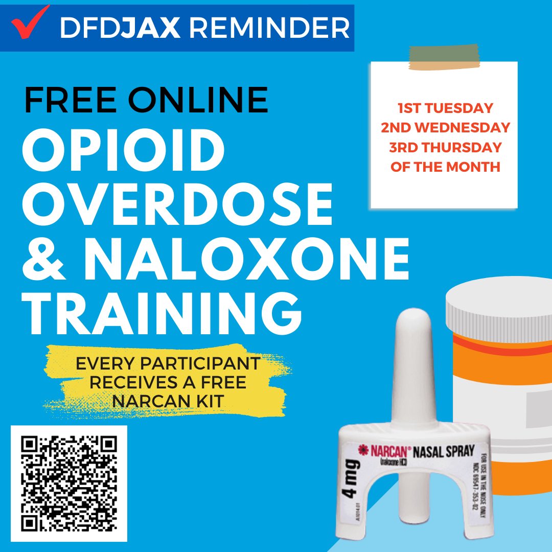 DrugFreeDuval's tweet photo. 📣 Don't miss our next Narcan training! This FREE training could help you save a life!💪 Learn how to administer Narcan and receive a FREE kit after the training 🥰. Space is limited. Register at https://t.co/UYw87rp5ze. #FreeNarcan #OnlineTraining https://t.co/7o3hWC1woe