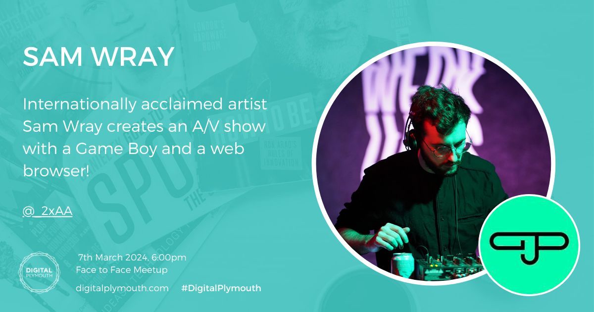 🚨 Final Speaker! 🚨

We're excited to announce Sam Wray, Creative Technology Director at @_2xAA. An internationally acclaimed artist who created an A/V show with a Game Boy and a web browser! 

You won't want to miss this one! Tickets here ➡️ buff.ly/3UMI9zK