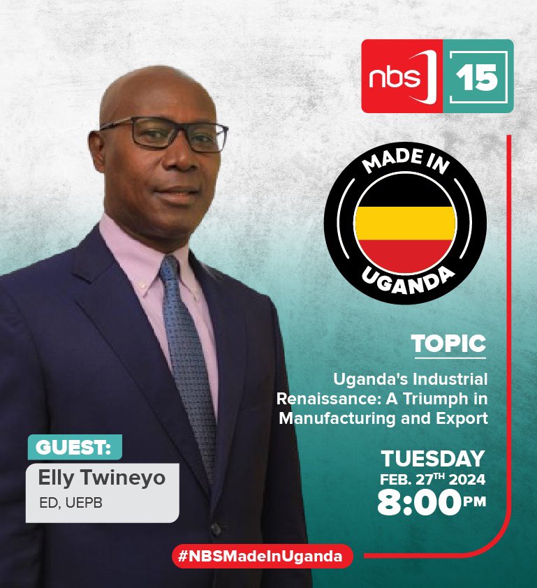 Tune in tonight at 8 pm for an insightful journey into Uganda's industrial triumphs in manufacturing and export on #NBSMadeInUganda, hosted by @IsabellaTugume. Powered by @UgandaBaati #NBSUpdates