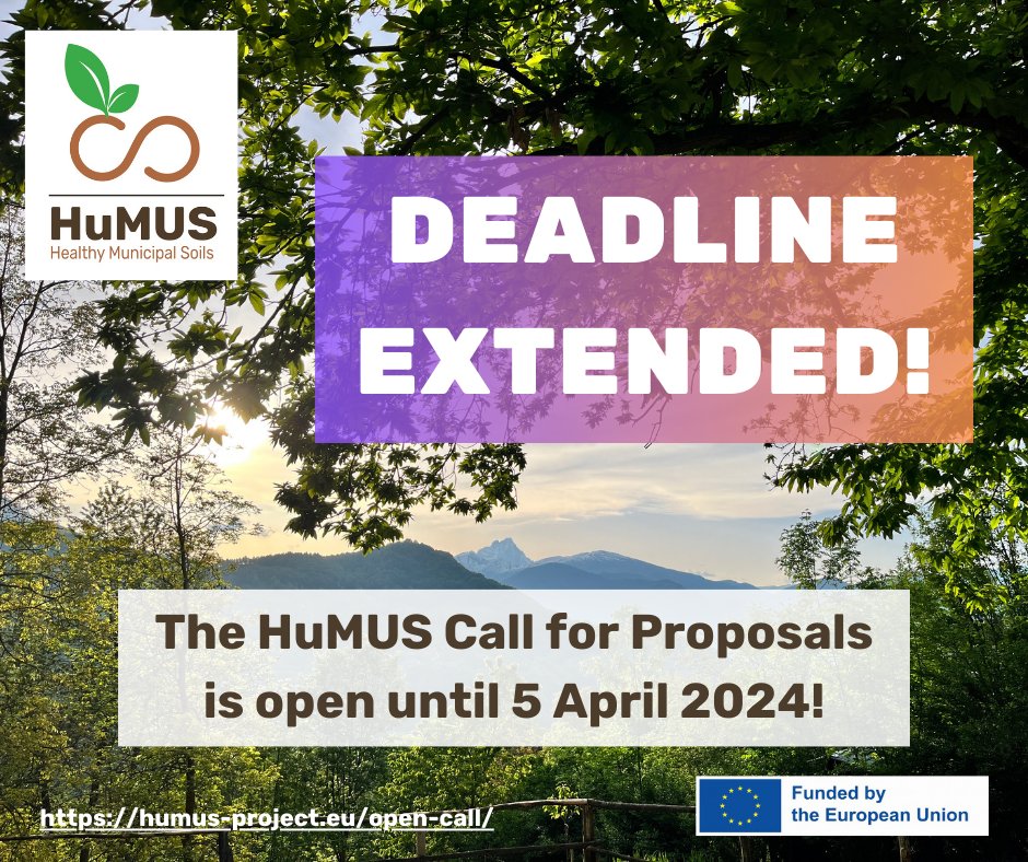 🚨 The deadline for the HuMUS Open Call for Pilot proposals has been extended to 5 April 2024 at midnight CEST! 🚨 📢 An online Info day on the #HuMUS #OpenCall is organised on 7 March 2024 from 10:30 am-12:30 pm CET. Register by 5 March at 5:00 pm! humus-project.eu/press-release-…