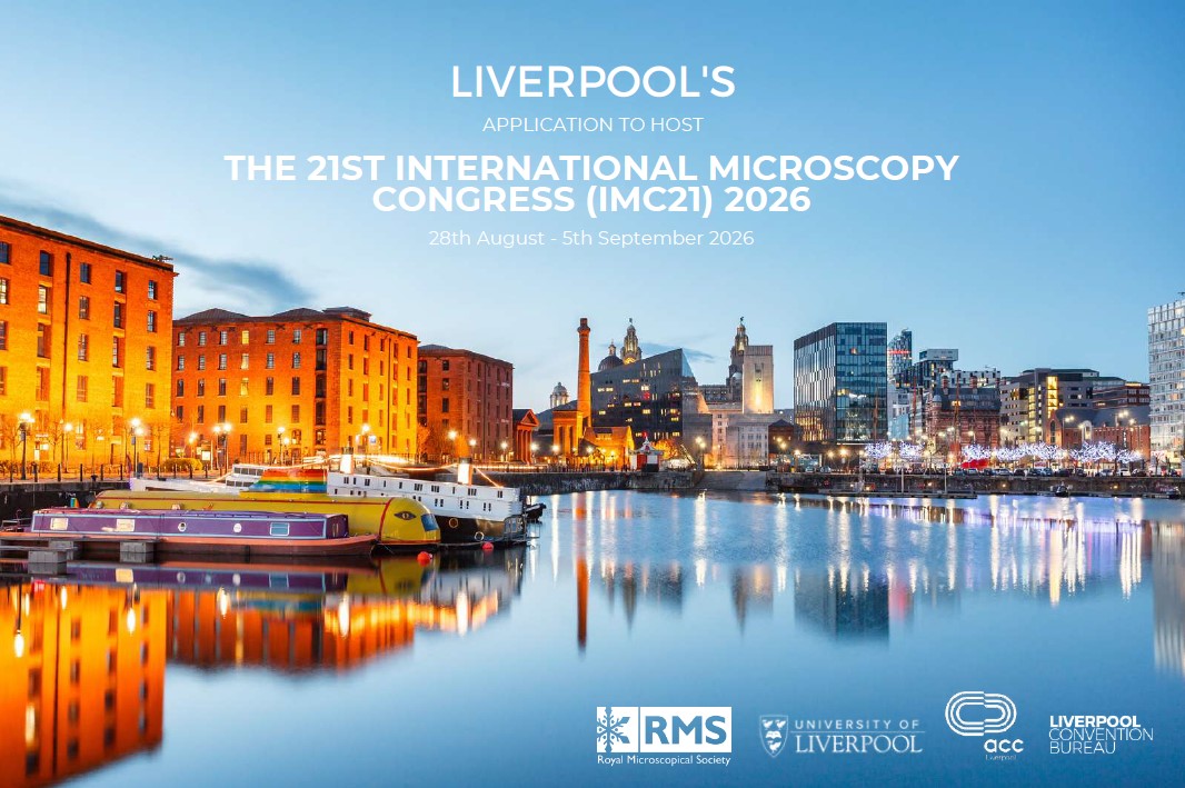 Thrilled to share that Liverpool will be hosting the 21st International Microscopy Congress (IMC21) in September 2026! Huge thanks to our partners at @MeetLiverpool & @RoyalMicroSoc for their support in securing this opportunity. Let the planning begin! 🎉#IMC21 #LiverpoolHosting