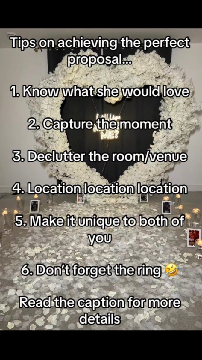 A few tips on achieving the perfect proposal..
.
.
.
.
#proposal #proposaltips #plannning #decoration #fyp #whitefloral #proposalideas #decoration #bemine #ideas #decor #tipsonproposing #transformtheroom