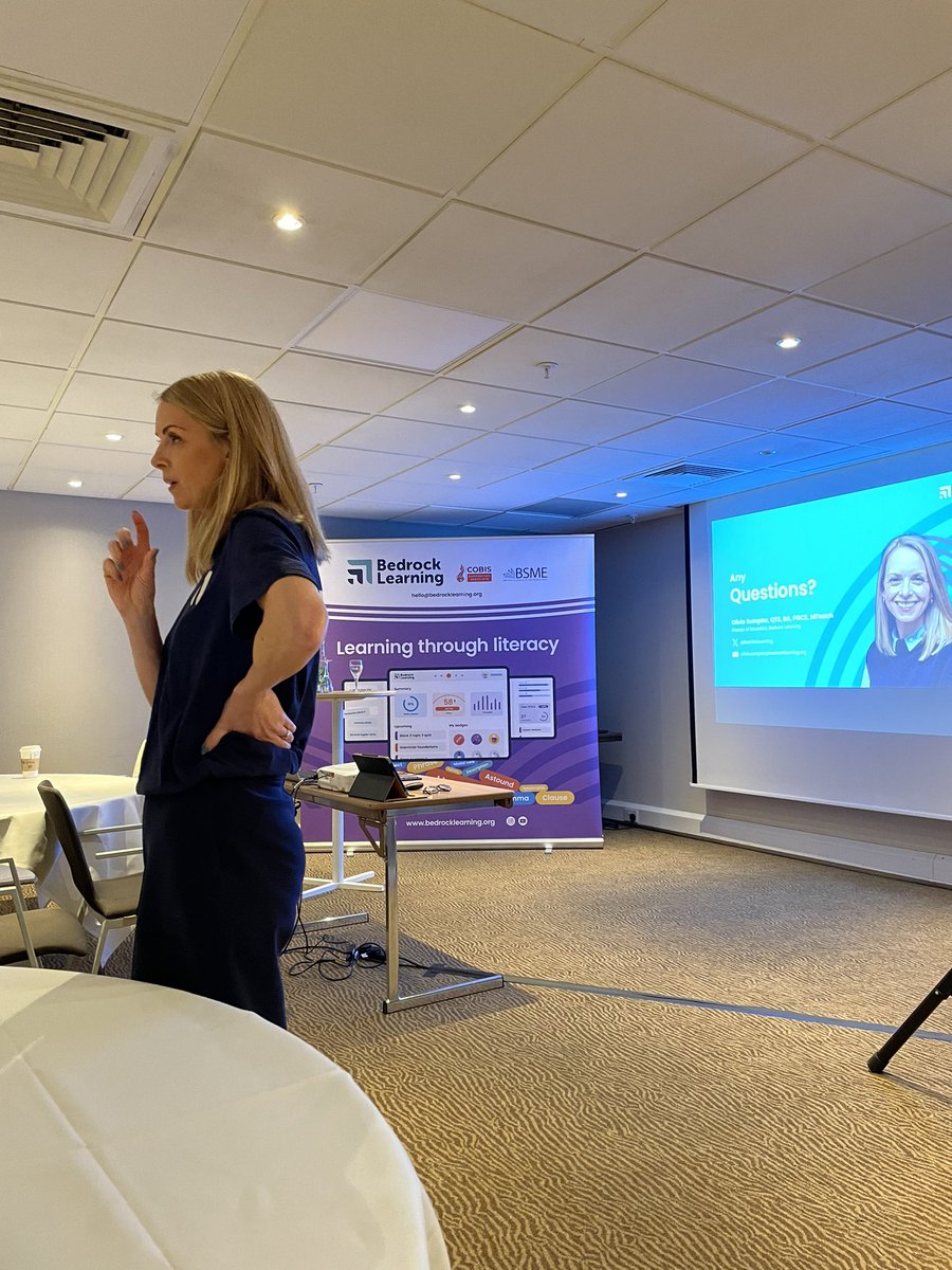 OptimusEd's tweet photo. Olivia Sumpter, Director of Education at @Bedr0ckLearning is discussing transforming outcomes across the curriculum: how to ensure mastery of 3,000 words a year. 

#MATshow https://t.co/3md4FJGYyJ