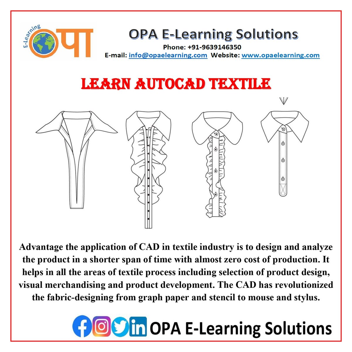 #textiledesign #autocad #garmentdesign #AutoCADTextileDesign #FabricCAD #TextilePatternDesign #FashionCAD #SurfacePatternDesign #TextileDesignSoftware #AutoCADTextileArt #TextileDesignProcess #CADforTextiles #TextileCADTips #opaelearningsolutions #OPA #elearning