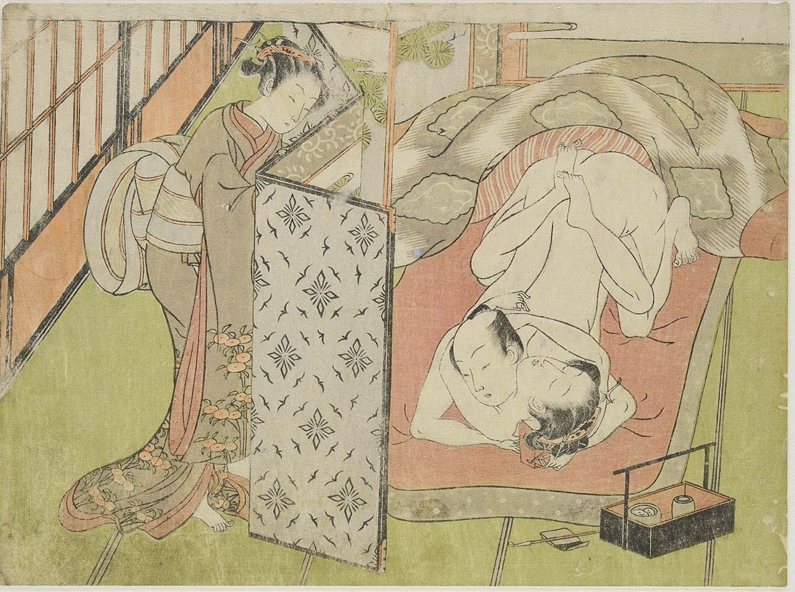 春画をたくさん観たことがある方なら、この角度から捉えた男女の描き方に感動するはず‥けっこう珍しいよね。

磯田湖竜斎
ハンブルク美術館 
