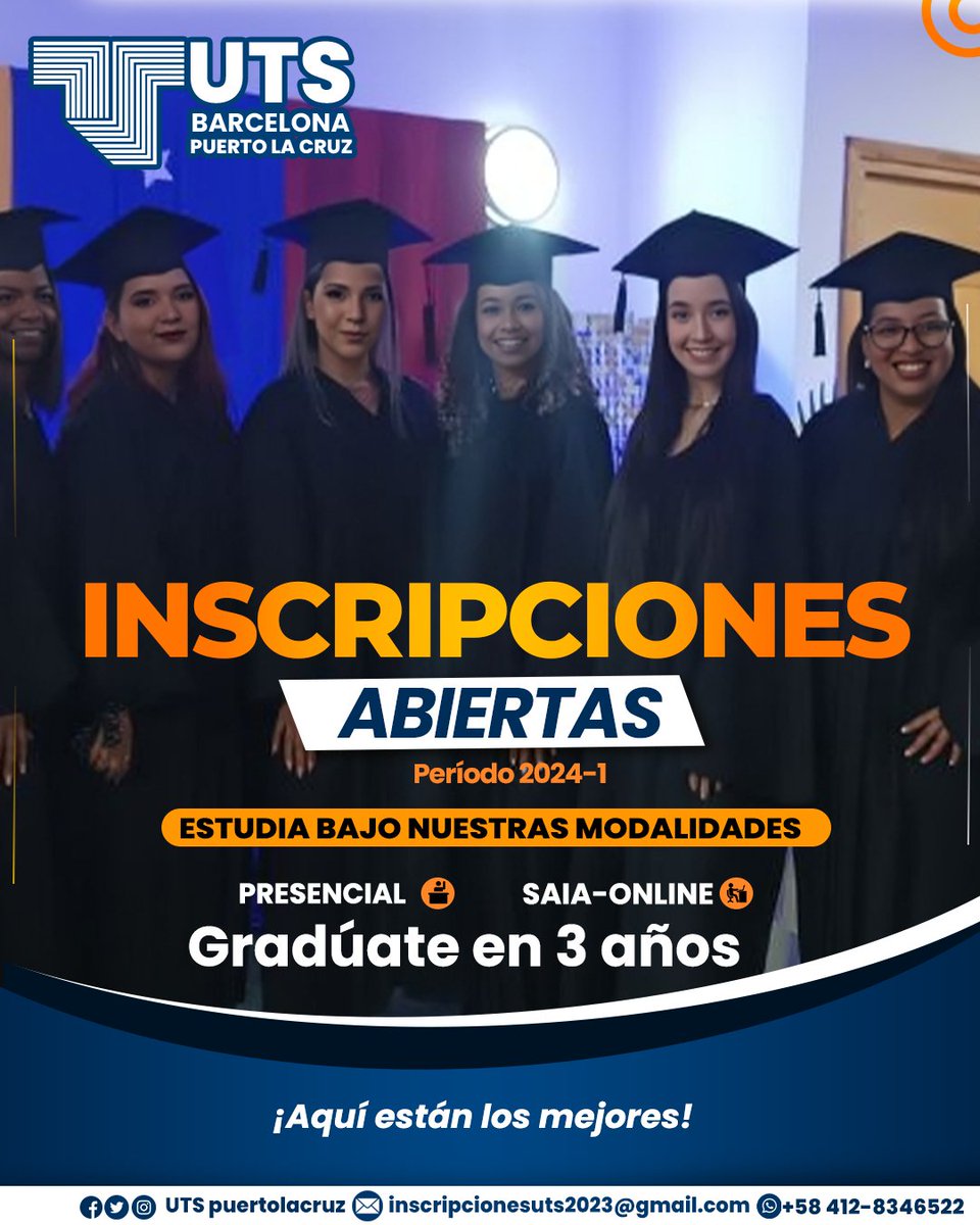 UTSBarcelona's tweet photo. El Instituto Universitario de Tecnología Antonio José de Sucre, ofrece carreras tecnológicas y administrativas con gran demanda en el campo laboral de la región.

En 3 años puedes obtener tu título de TSU, estudiando en las modalidades online o presencial. https://t.co/MuQ3cRKxz4