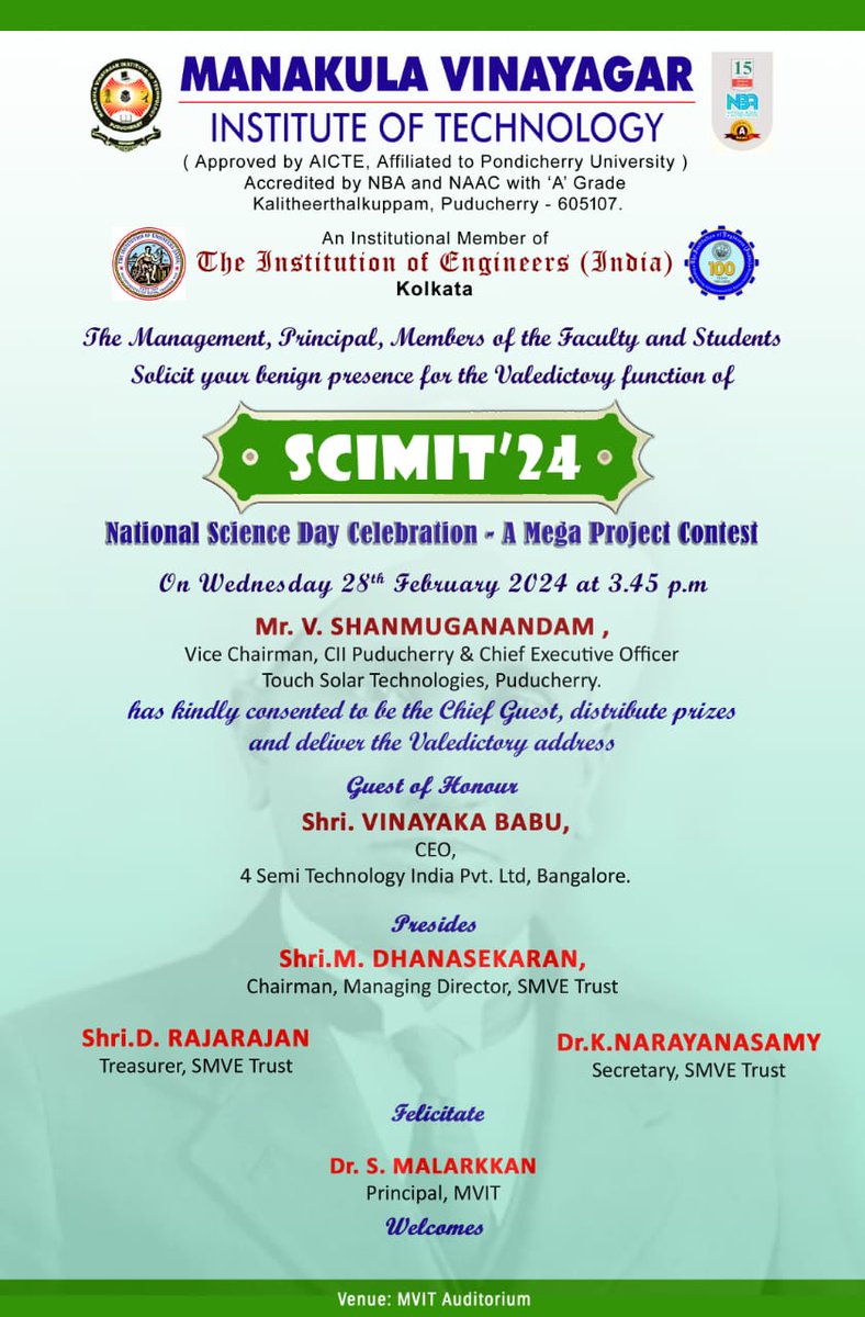 mvitpondicherry's tweet photo. National science day celebration -A Mega project contest 2024.

#puducherry #mvit #trending #code #BTech #CodeBuilder #smvec #coders #computerproject #trendingpost #projects #natiionalscienceday https://t.co/vutLSx0keB