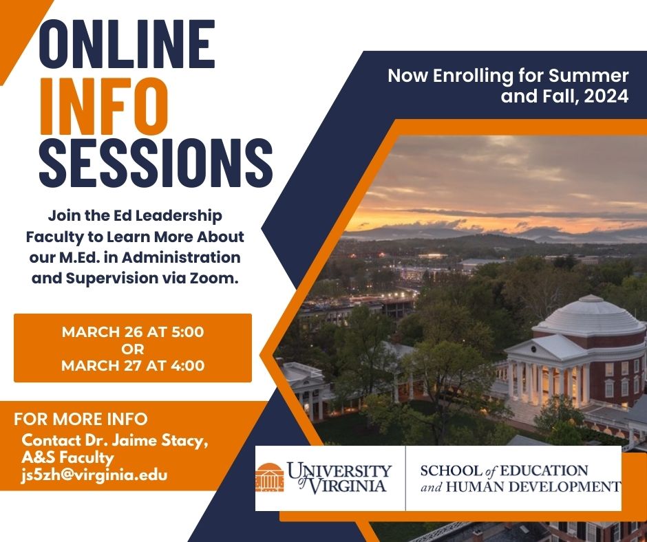 March and April Info Sessions are on the Calendar! education.virginia.edu/academics/prog…