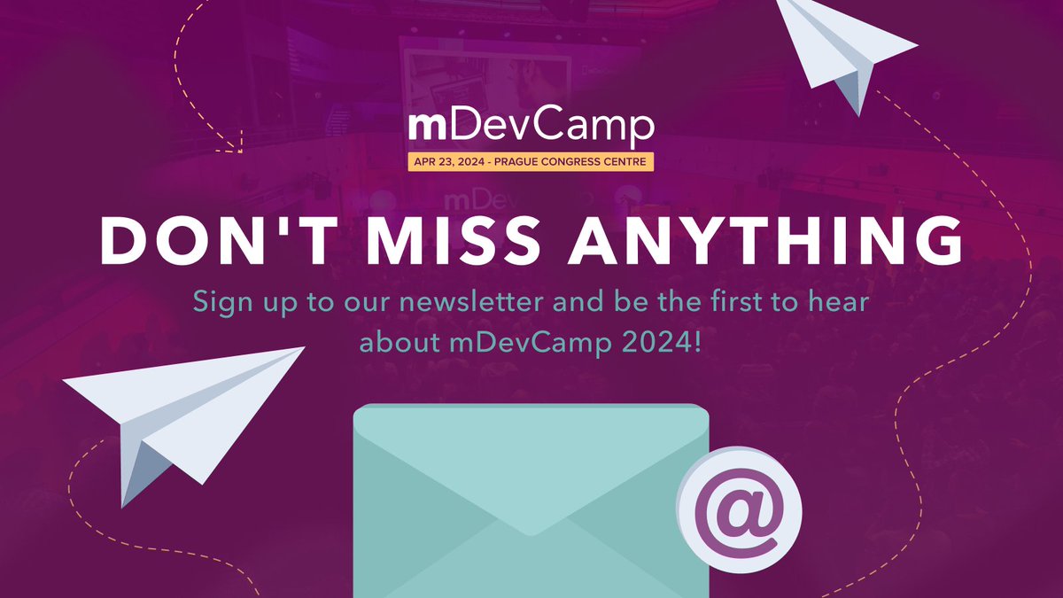 Did you know that we’ve already announced our first three speakers for this year’s event? 🤫

If you’re signed up for our newsletter, you definitely do!

Sign up for our newsletter today using this link 🔗 cdn.forms-content.sg-form.com/f3771360-9a16-…

#mDevCamp #Newsletter #MobileDevelopment